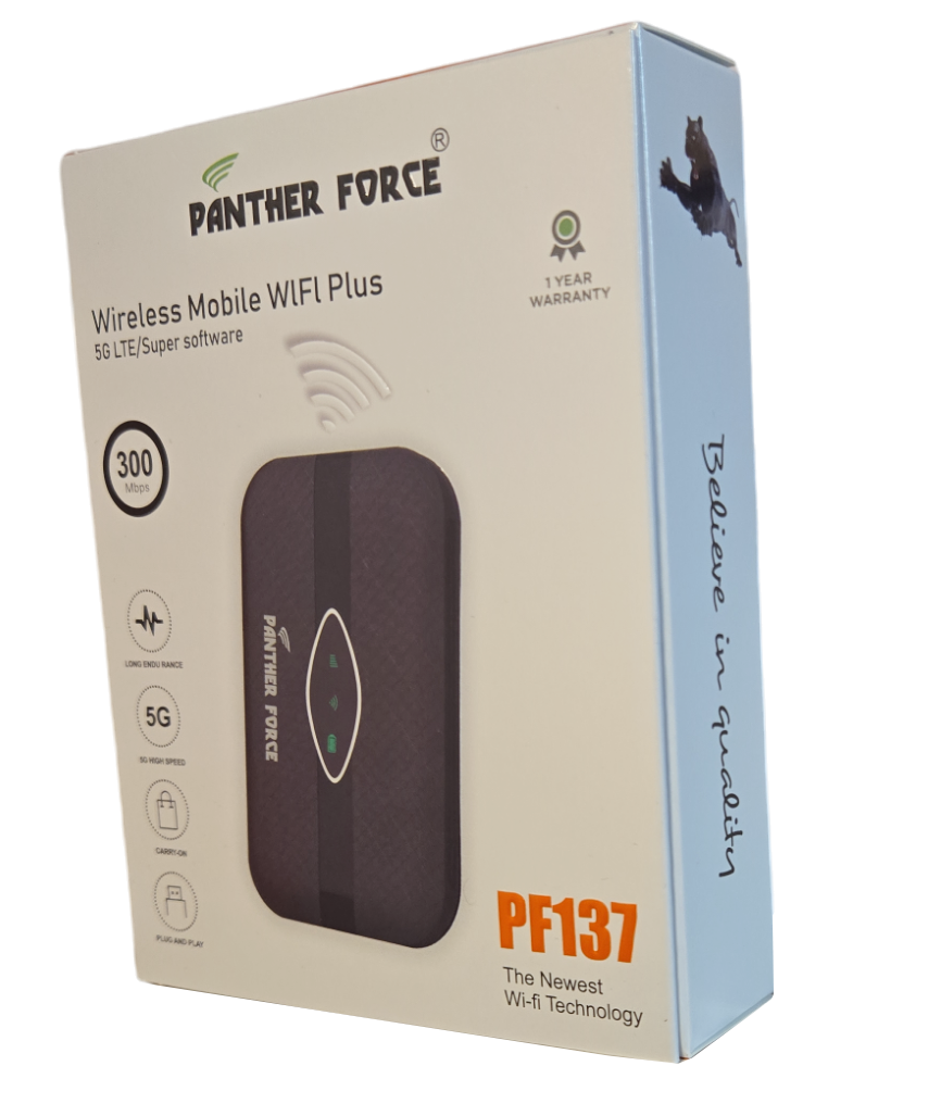 PantherForce Wireless 5G Portable WiFi -PF137 | Ultra-Fast Internet | 12-Hour Battery | Connect 20 Devices | Secure Mobile Hotspot