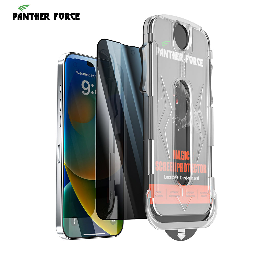 PANTHER FORCE 8K MAGIC GLASS BOX SCREEN PROTECTOR WITH PRIVACY & ALIGNMENT MOUNTING COVER FOR iPHONE 16