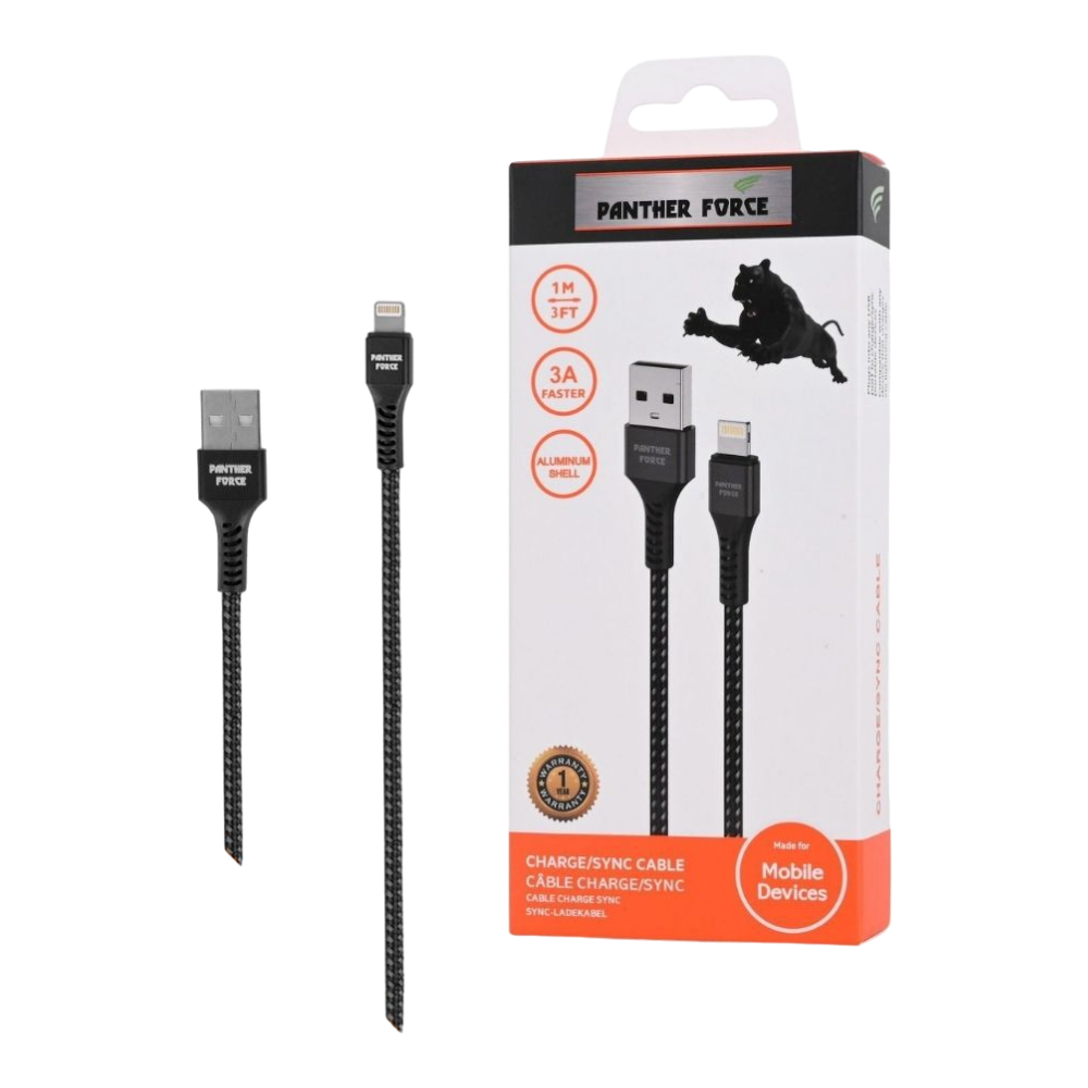 Panther Force 3A 1M Cable for iPhone - PF12 - Fast Charging & Seamless Data Transfer for Lightning Devices