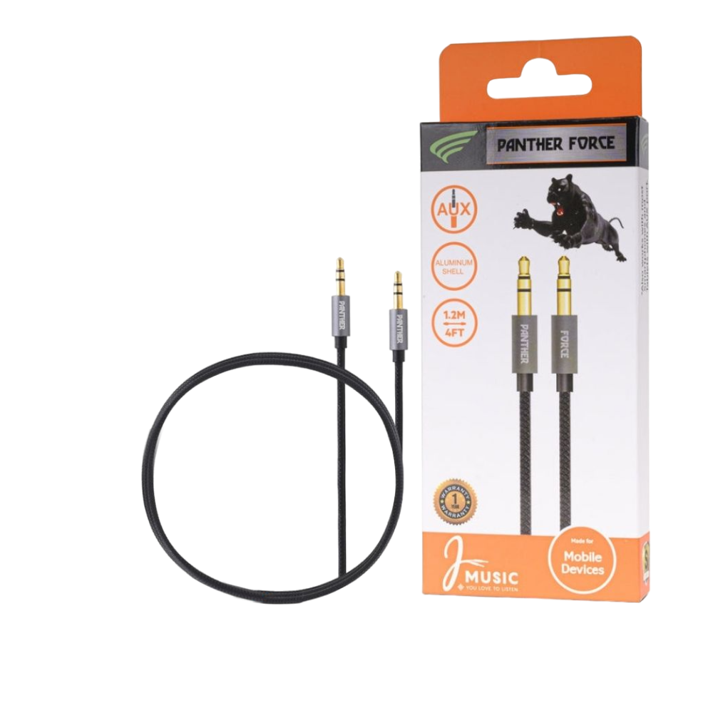 Panther Force 1.2M AUX Cable - PF110 - Extended Length for Clear Audio and Universal Compatibility