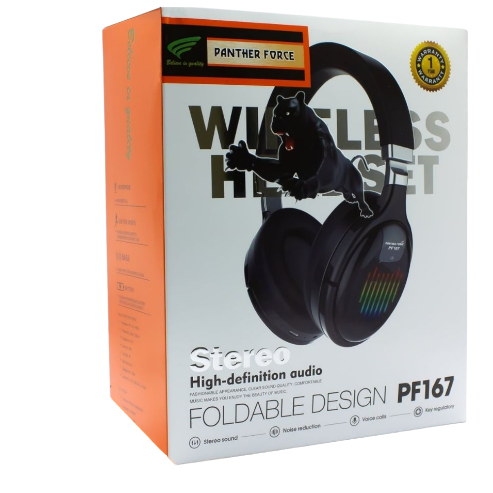 Panther Force Wireless Big-Head Headphone - PF167 | Bluetooth 5.3 | 50-Hour Battery | Adjustable Fit | Powerful Audio