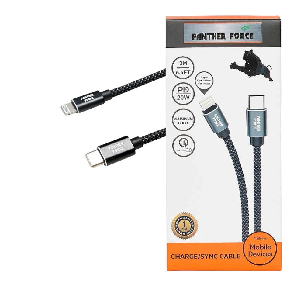 Panther Force PD20W Type-C to iPhone Cable 2M - PF174 - Seamless Connectivity & Uninterrupted Power