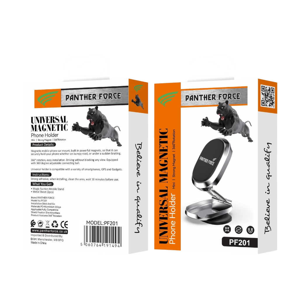 Panther Force Phone Holder - PF201 || Secure Grip, 360° Adjustable, Universal Compatibility, Easy Operation, Durable Design