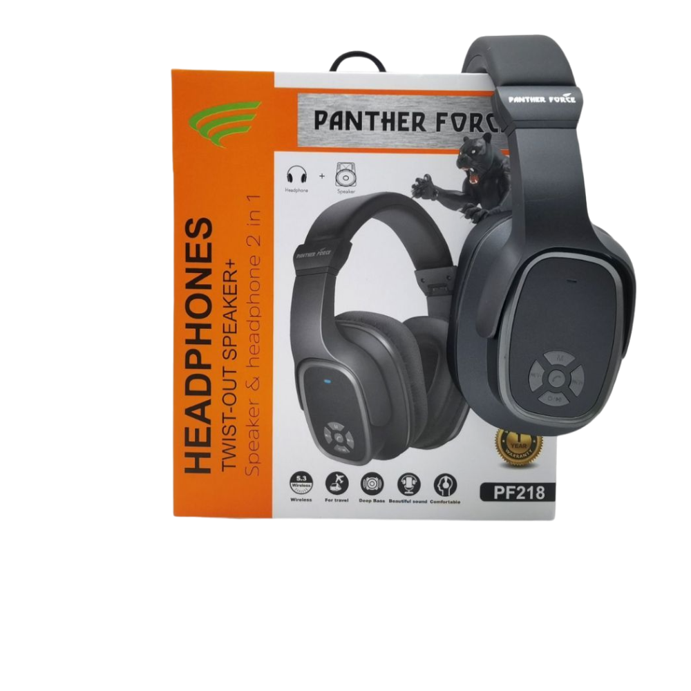 Panther Force Square 2-in-1 Headphones - Wired & Wireless, High-Quality Sound, Long Battery Life, Comfortable & Stylish Design, Built-In Mic || PF218