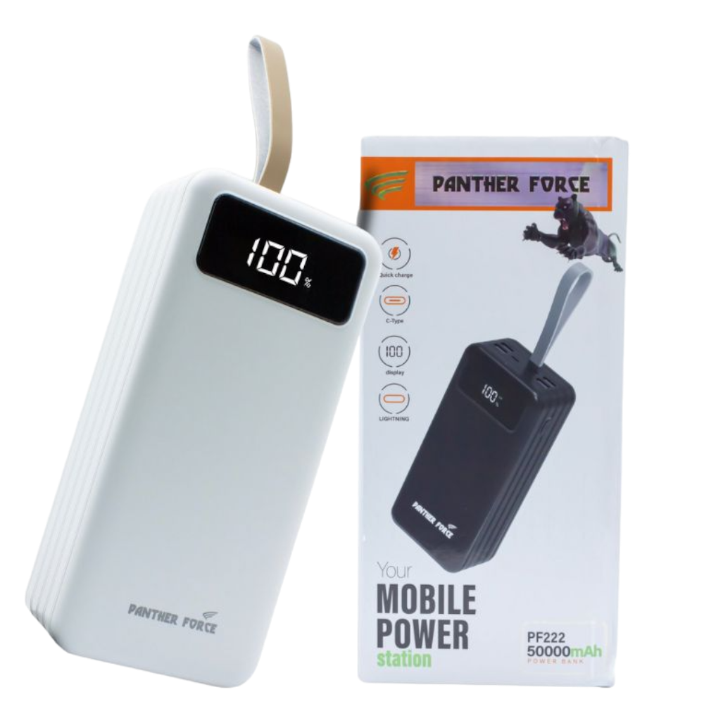 PANTHER FORCE 50000mAh Super Power Bank - PF222 | Multi-Port Portable Charger | Fast Charging for iPhone, Samsung, Tablets, & More | USB-C & USB Ports | Reliable Power On-the-Go