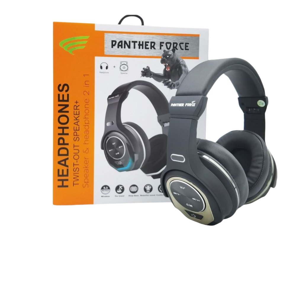 Panther Force Round 2-in-1 Headphones - Wired & Wireless, High-Quality Audio, Long Battery Life, Comfortable Design, Built-In Mic || PF219